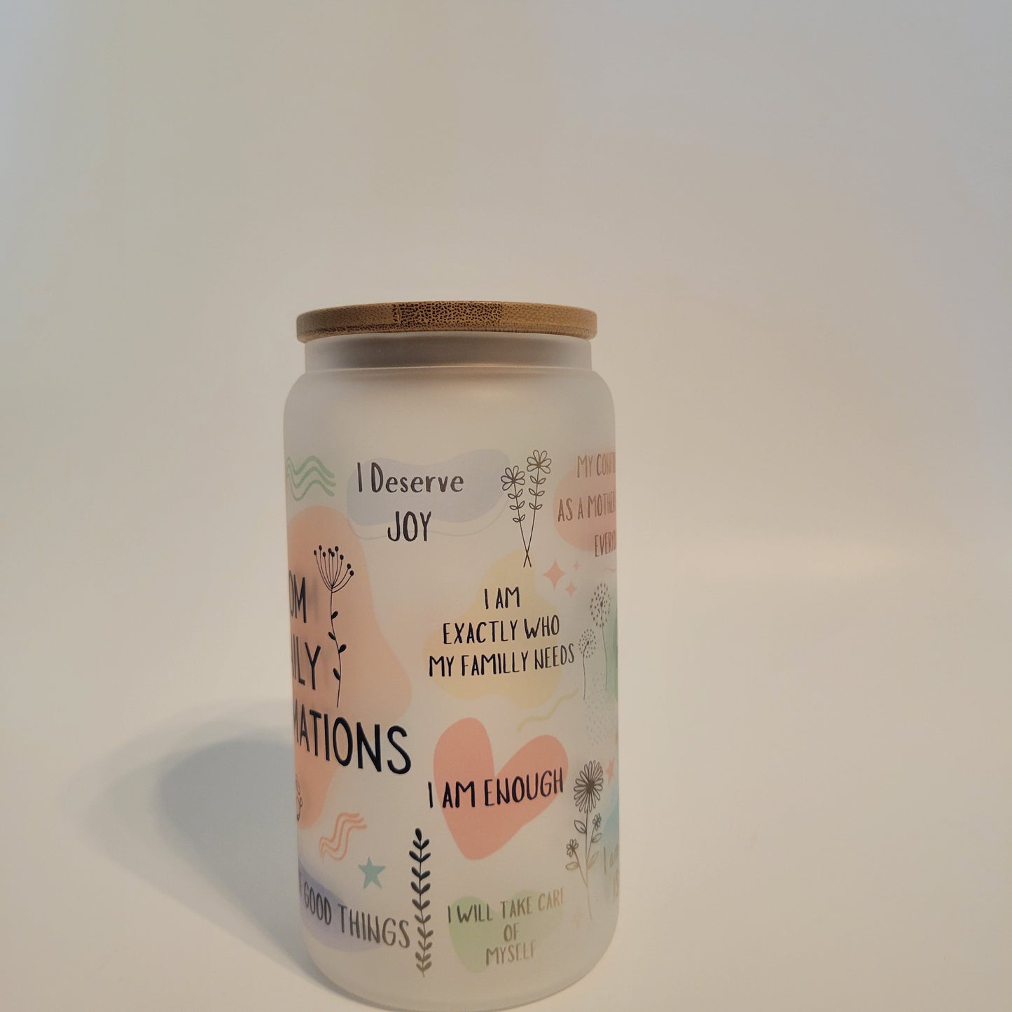 Mom Affirmations Frosted Glass Tumbler