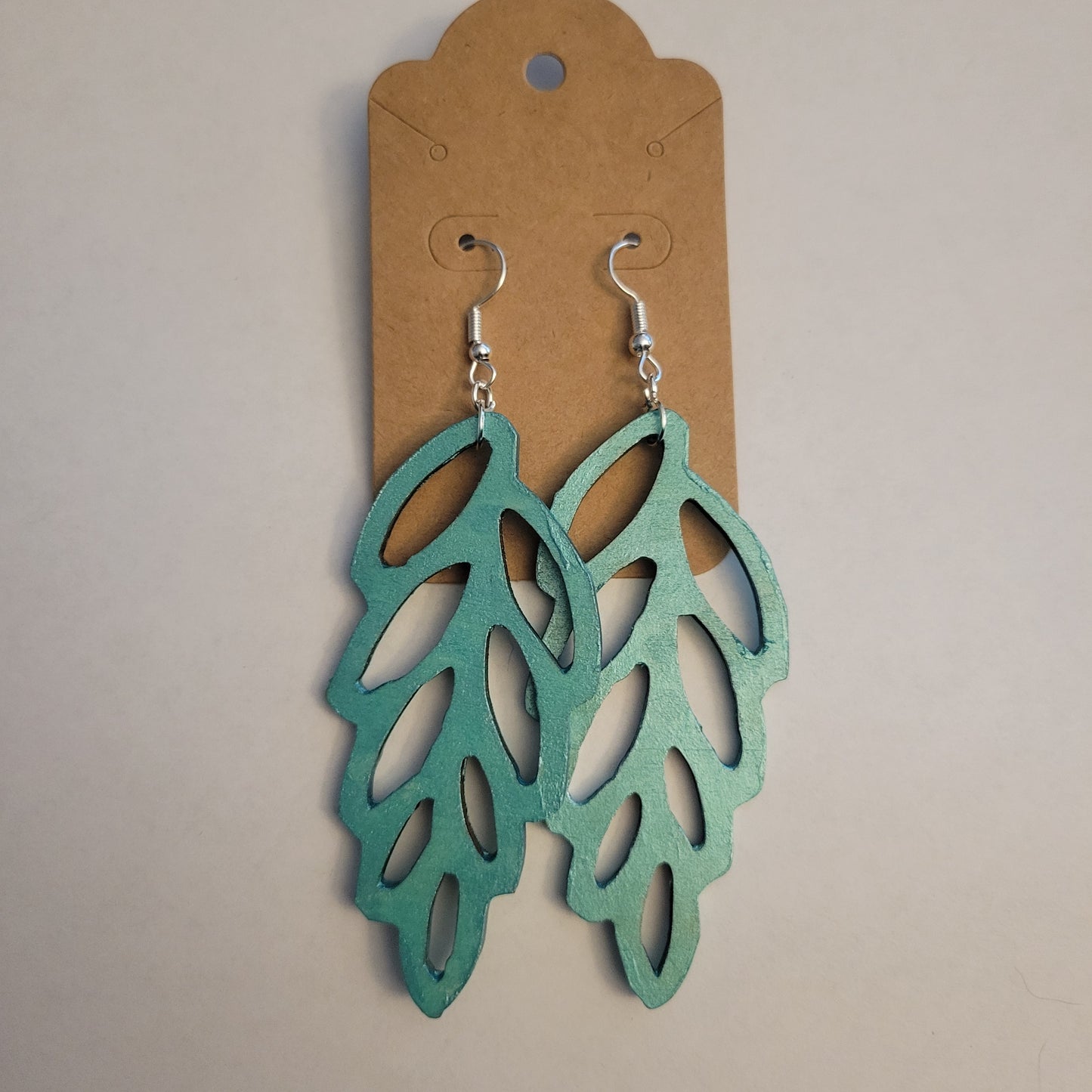 Wooden Leaf Drop Earrings