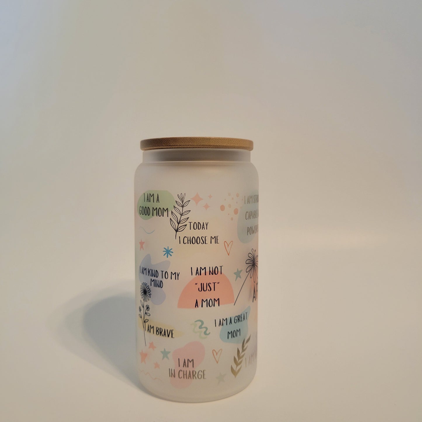 Mom Affirmations Frosted Glass Tumbler