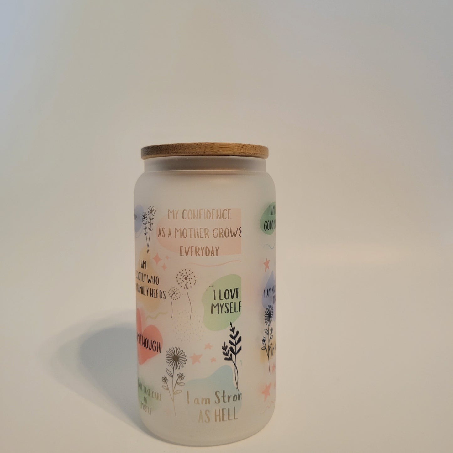 Mom Affirmations Frosted Glass Tumbler